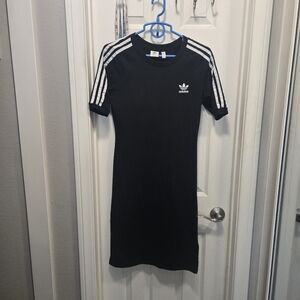 Adidas Black Dress with White Stripes Size M